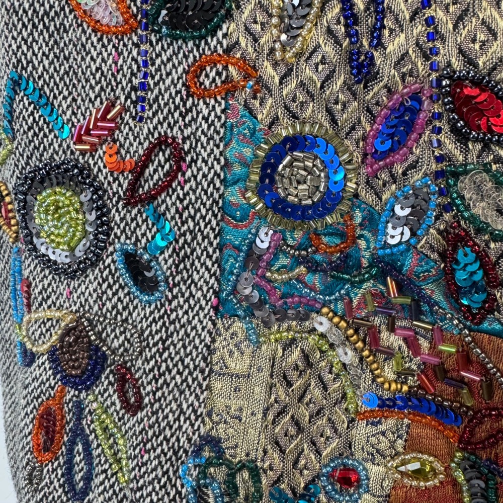 Chico's Beaded Patchwork Vest Wool Blend Embroide… - image 4